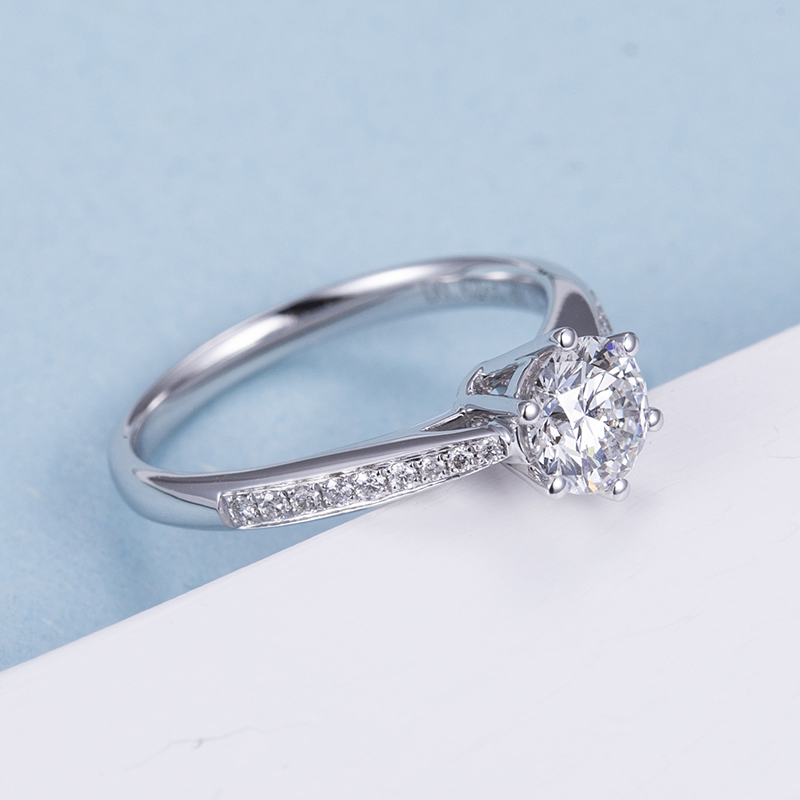 18K White Gold Engagement Wedding Round Cut Lab Grown Diamond Ring