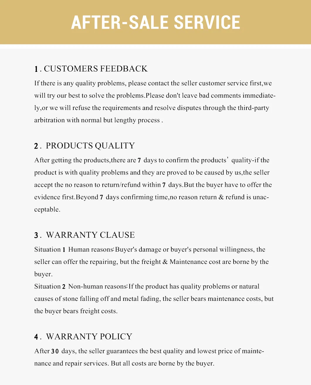 After Sales Service Policy