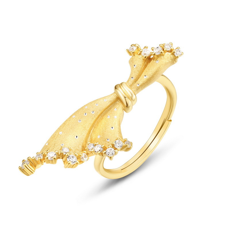 Gold Plated Sterling Silver Original Design Art Butterfly Open Ring Butterfly Necklace Women's Elegant Sets Jewelry