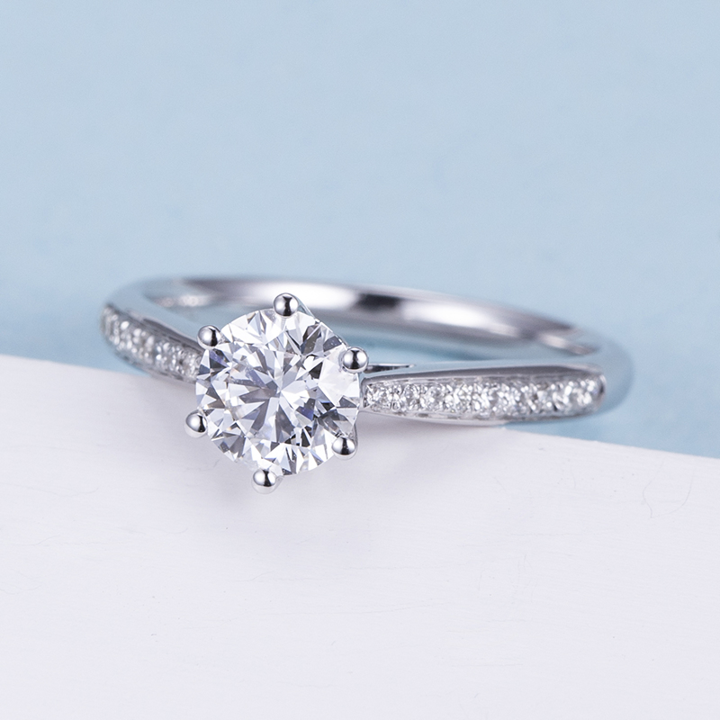 18K White Gold Engagement Wedding Round Cut Lab Grown Diamond Ring