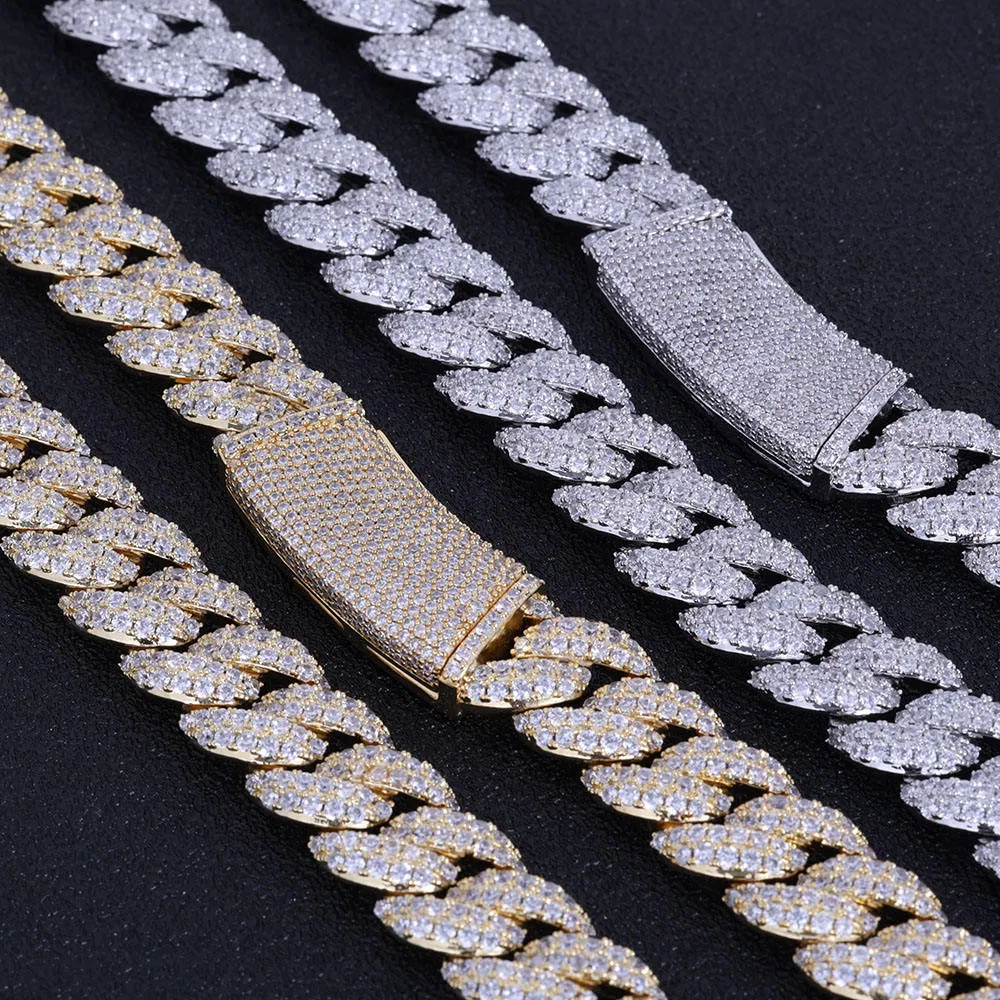 Hip Hop Luxury 13mm Double Row Diamond Cuban Chain Necklace Micro Pave Bling Iced out Zircon Cuban Link Chain Jewelry for Men