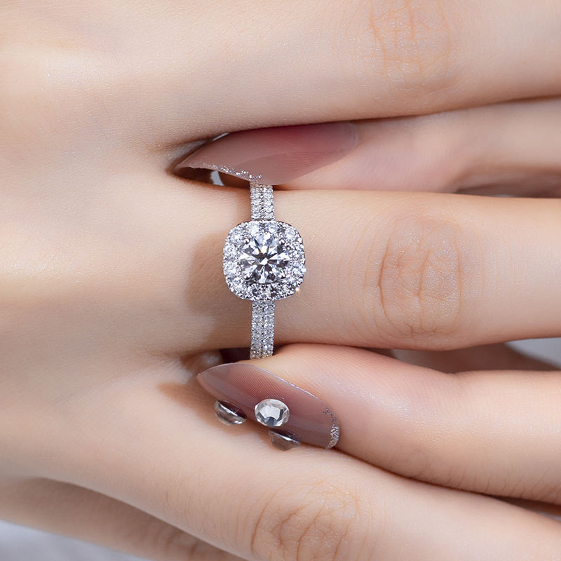 Messi Jewelry 14K Gold Wedding Engagement Lab Diamond Ring for Women