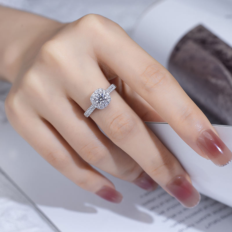 Messi Jewelry 14K Gold Wedding Engagement Lab Diamond Ring for Women