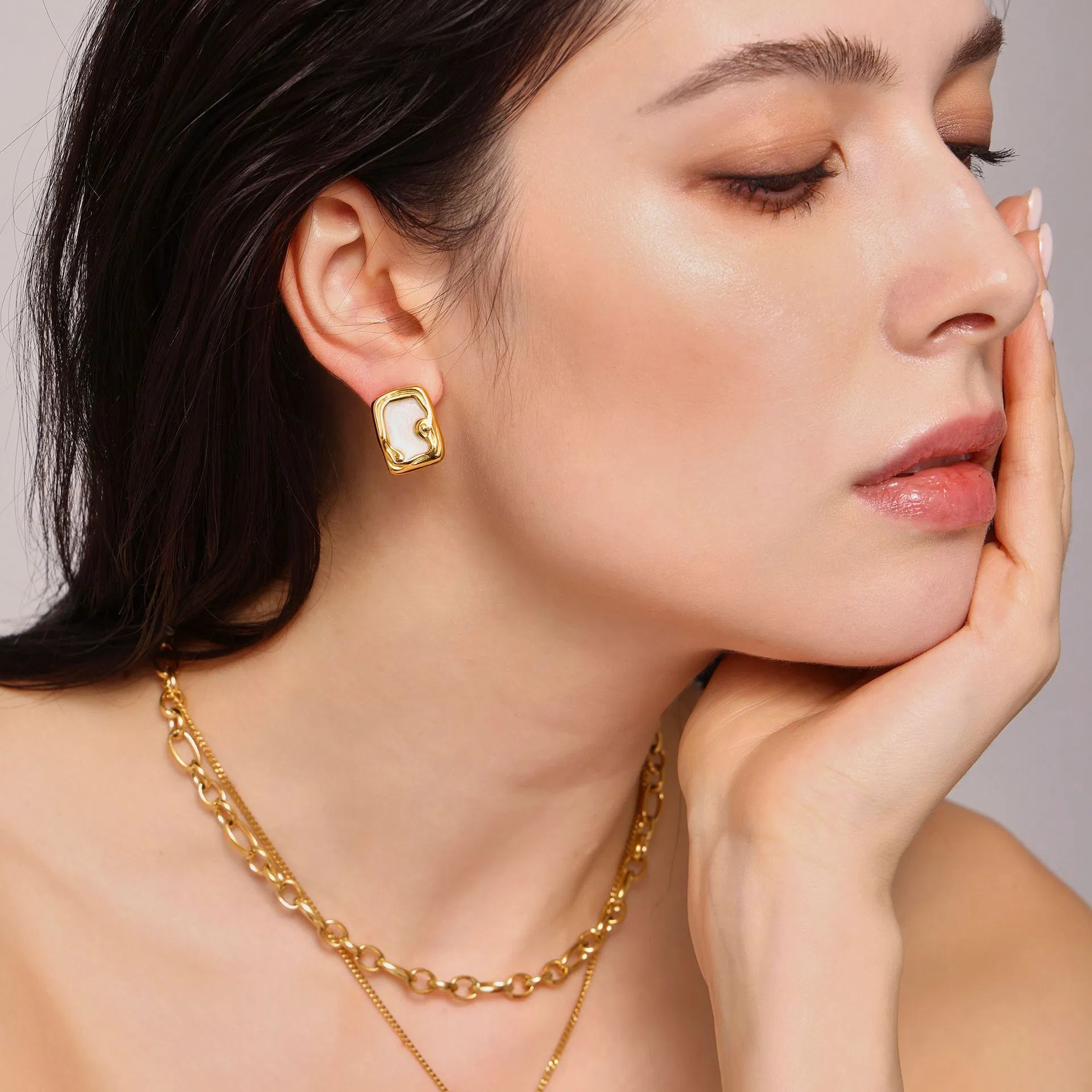 Luxury French Enamel Colored Glaze Ear Studs Bridal Jewelry Set Wedding