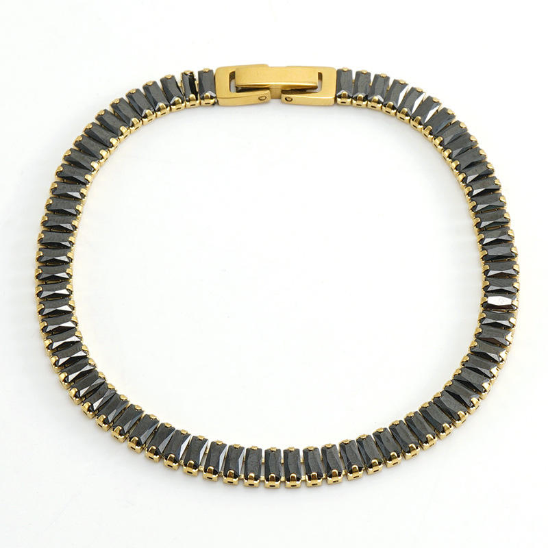 Fashion Emerald Tennis Bracelets Ins 5mm High Grade Full Colour Zircon 18K Gold Stainless Steeltennis Bracelet Forwomen