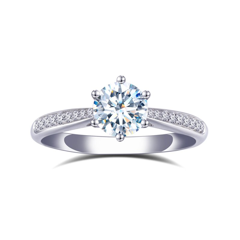 18K White Gold Engagement Wedding Round Cut Lab Grown Diamond Ring