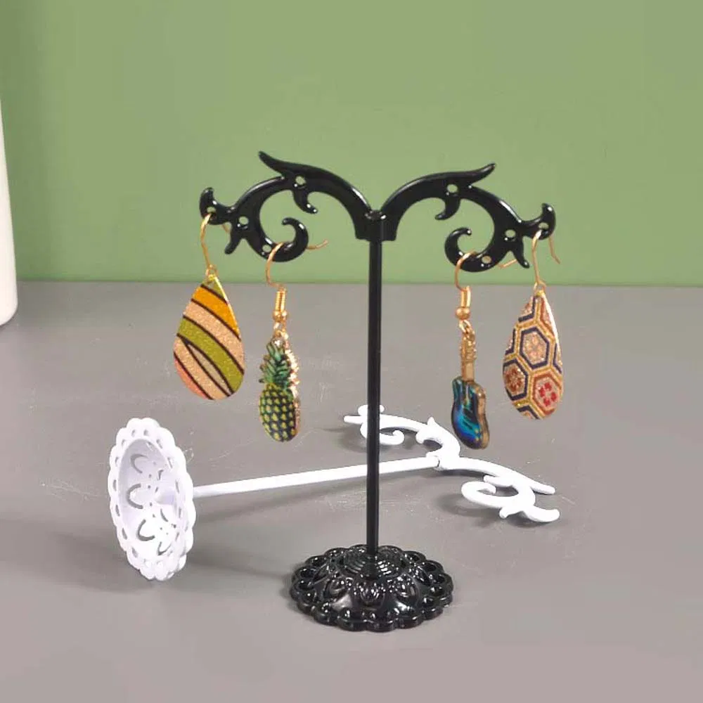 Unique Design Art Necklaces/Earring/Rings Show Holder with Round Base&Hooks Made of Metal for Store Luxurious Jewelry Display/Storage Such as Earring/Keychain
