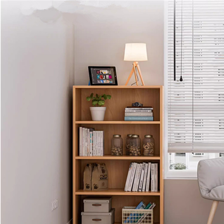 Modern Custom Wood Bookshelf 4 Shelf 1 Cabinet Round Chinese Bookcase