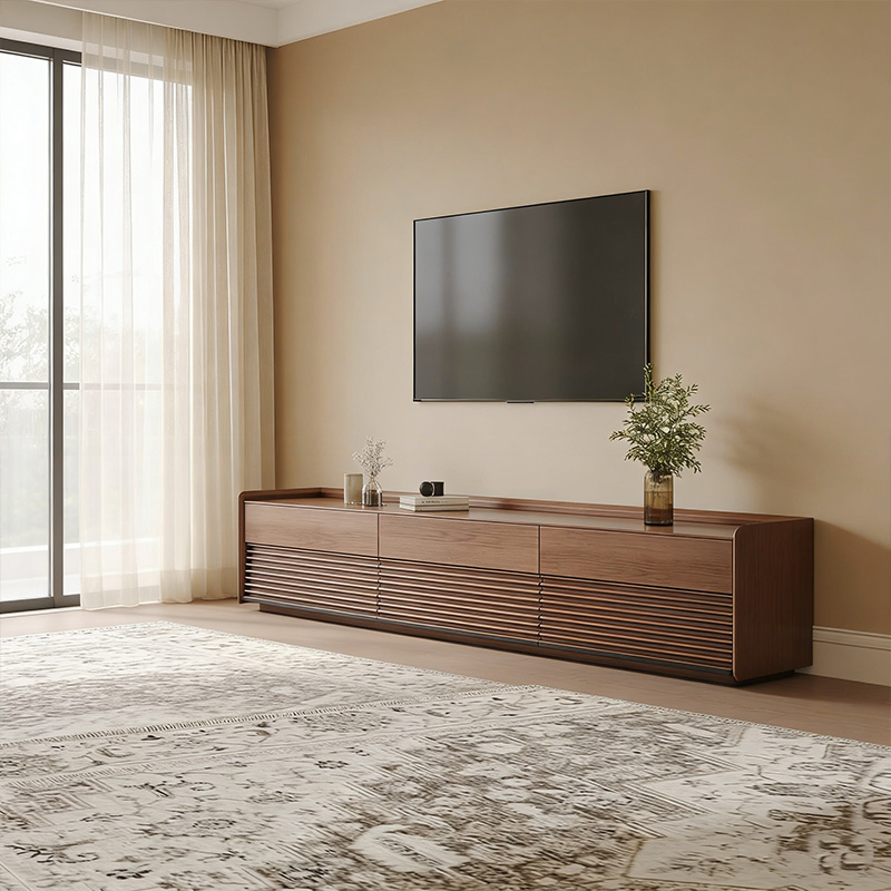 Compact TV Cabinet for Space Modern Wooden Media Console Living Room Unit
