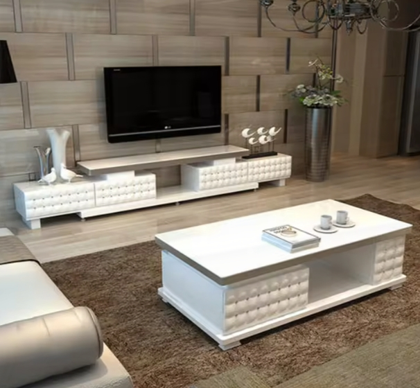 Customized Luxury White Solid Wood TV Unit Cabinet Modern Nordic TV Stand Living Room Console with Storage Function