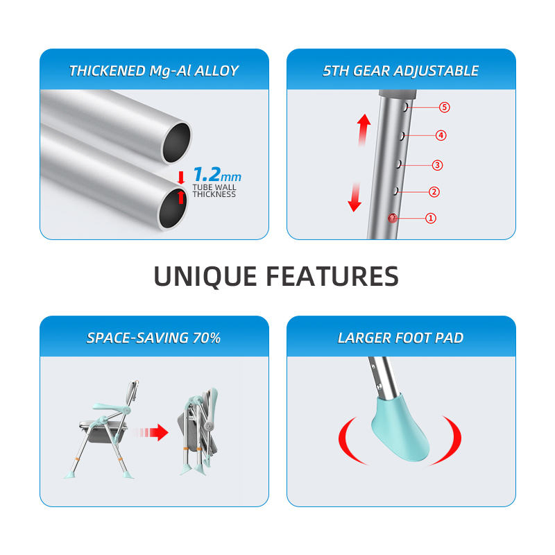 New High Quality Durable Bathroom Safety Adjustable Handicapped Foldable Comfortable Shower Chair for Disabled