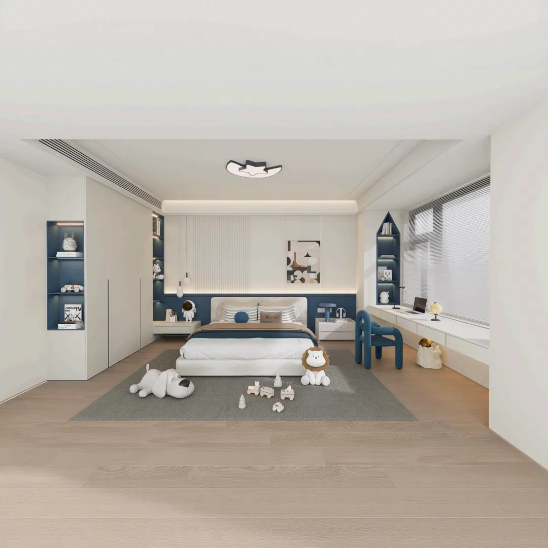 Solid Wood Bedroom Wardrobe with Natural Wood Veneer Satin Finish New Chinese Style Soft Close Hinge Wear Resistant