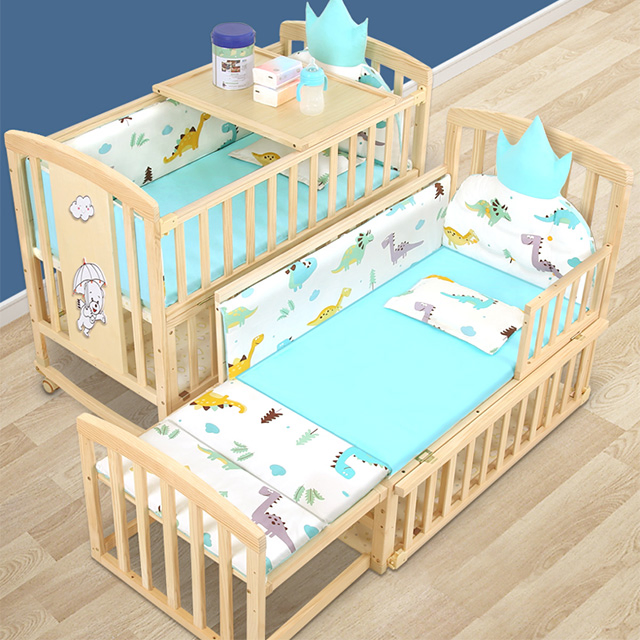 High Quality Wooden Baby Furniture Rocking Baby Crib Extendable Day Bed