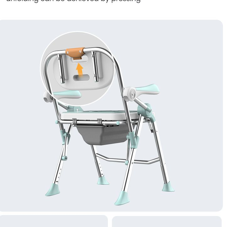 Medical Folding Commode Shower Chair with Adjustable Height for Senior &amp; Disability Care