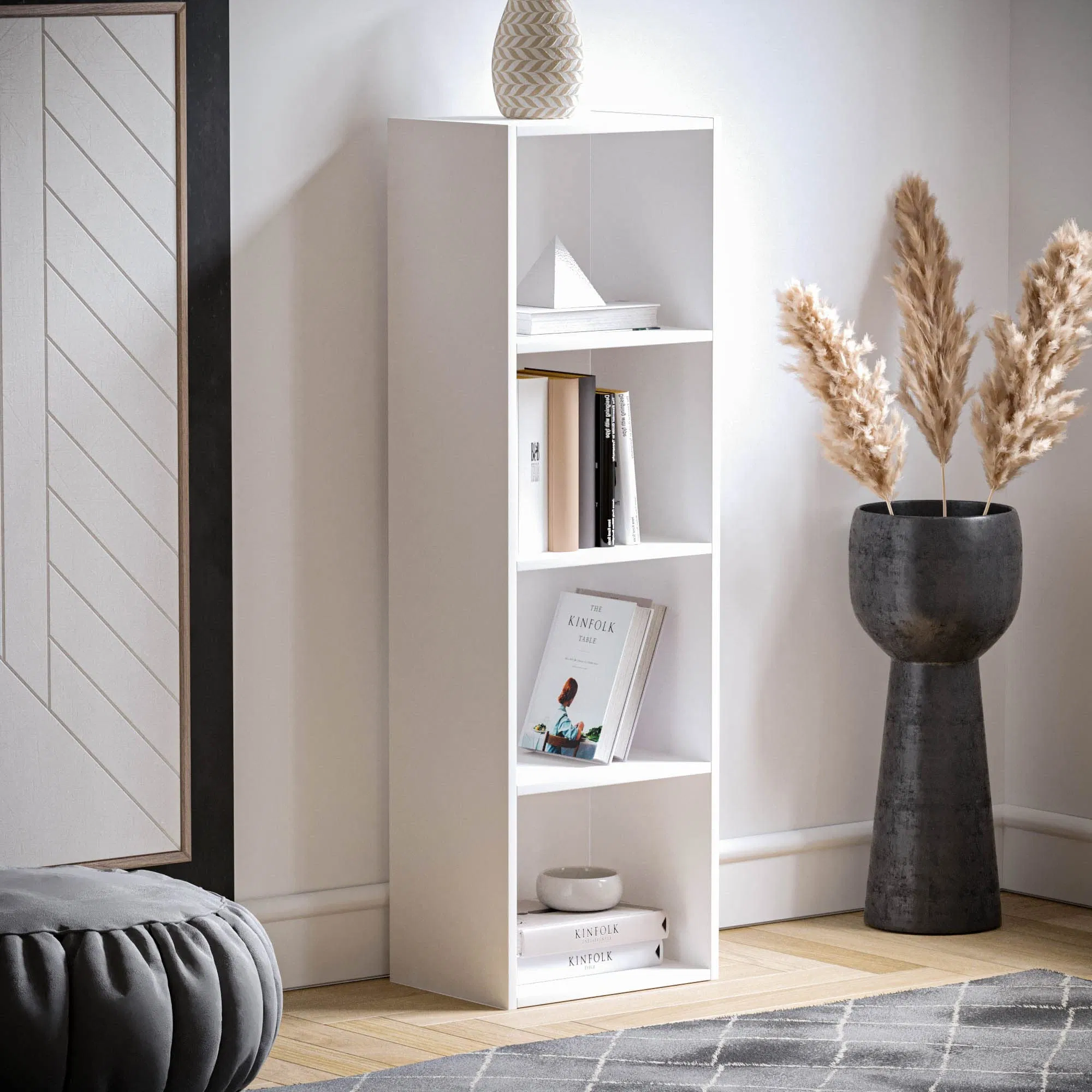 Chinese Manufacture Simple Design Best Seller White Modern 4 Tiers Office Bookcase and Wall Shelf for The Living Room Furniture