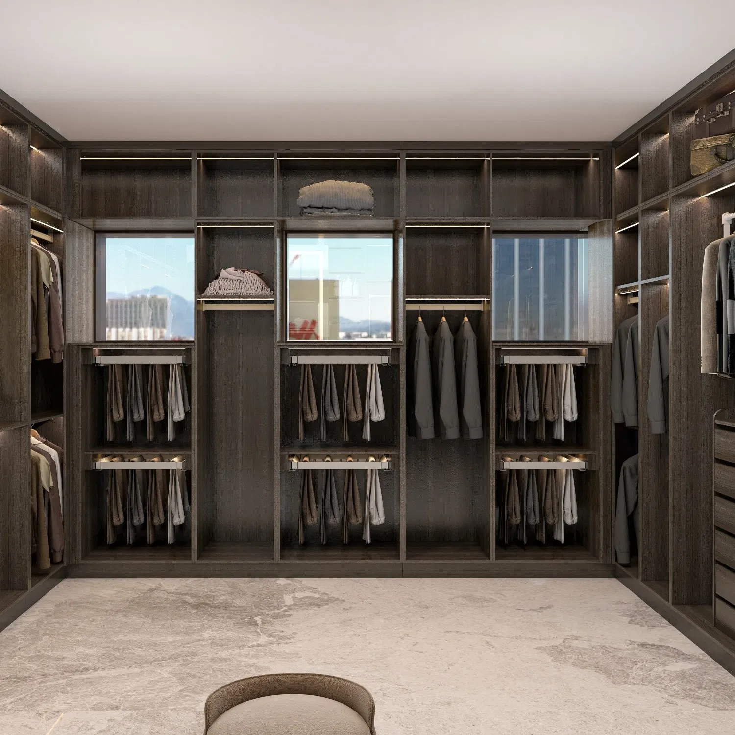 Custom Modern Chinese Simple Cabinet Closet Open Style Hotel Villa Furniture Bedroom Wooden Doors Storage Ideas Wardrobe