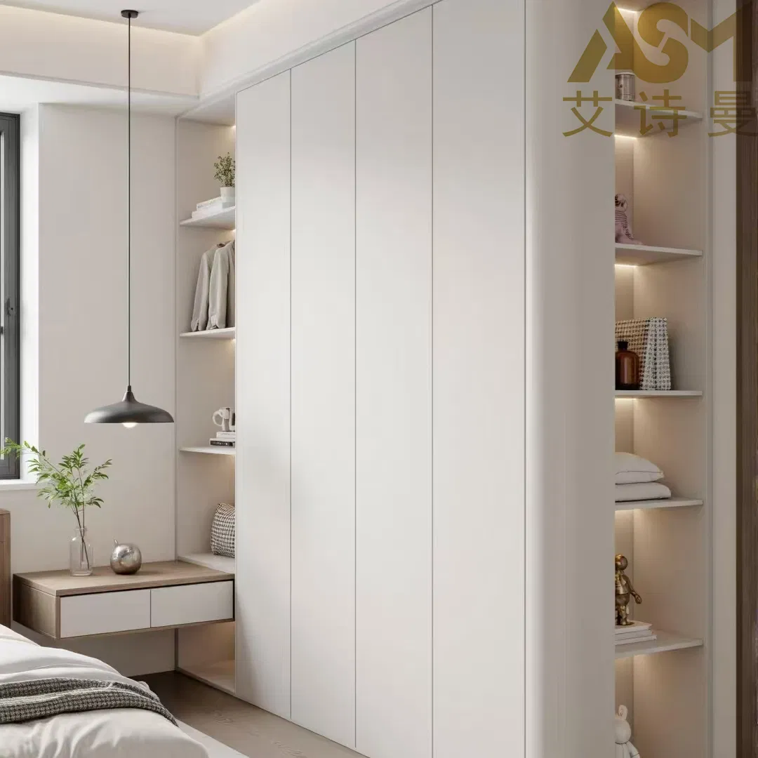Asm Chinese Factory Prima Wooden Closet Modern Bedroom Solid Wood Particles Kids Glass Door Storage Wardrobe