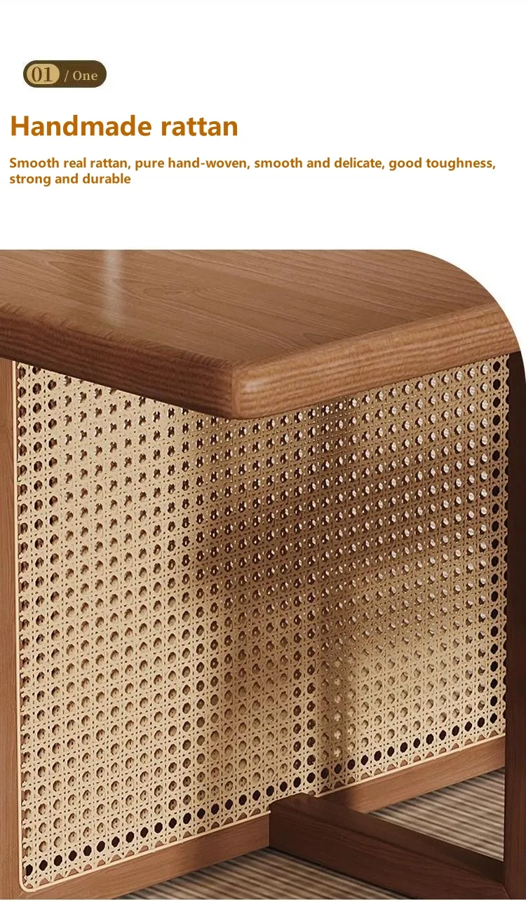Solid Wood Rattan Dining Table Detail 1