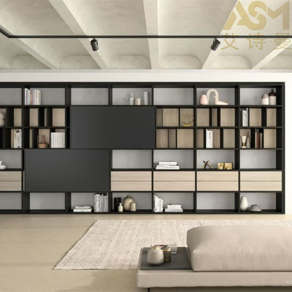 Glass Door Open Illuminated Multi-Layered Storage Library Office Chinese Bookshelf/Bookcase