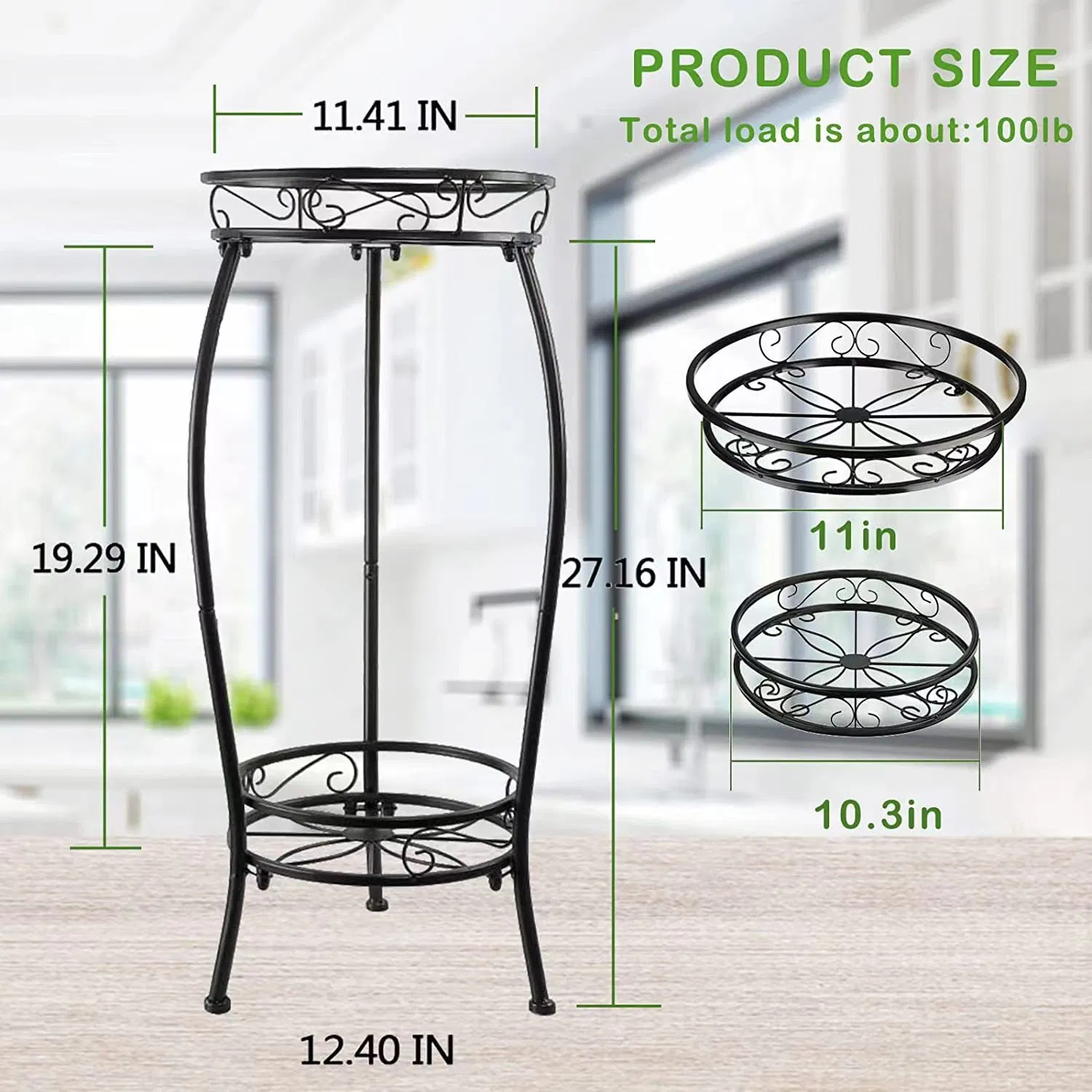 2 Tier Metal Flower Pot Stand Anti-Rust Heavy Duty Plant Holder Shelf for Home