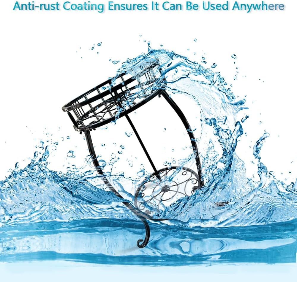 2 Tier Metal Flower Pot Stand Anti-Rust Heavy Duty Plant Holder Shelf for Home