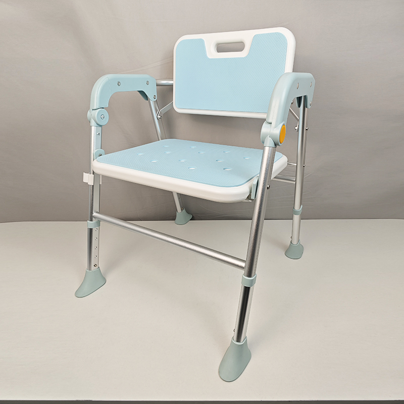 Innovative Turquoise Shower Chair with Stabilizing Footpad Technology