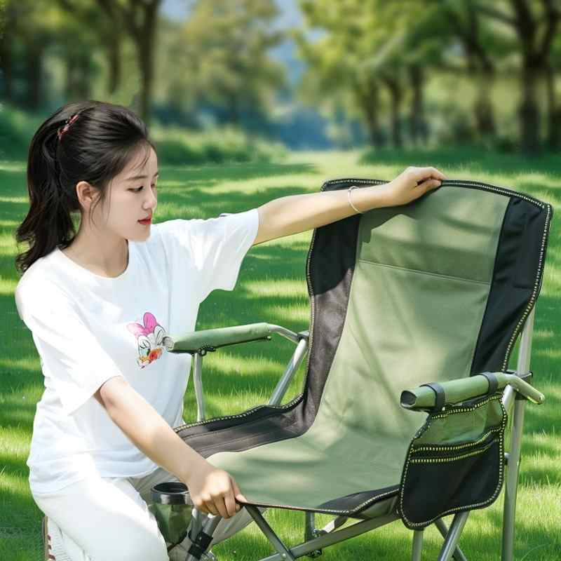 Wholesale Outdoor Camping Chair Comfortable Foldable Horseshoe Chair Ultra-Light Portable No Assembly Required with Cup Holder and Storage Bag Chair