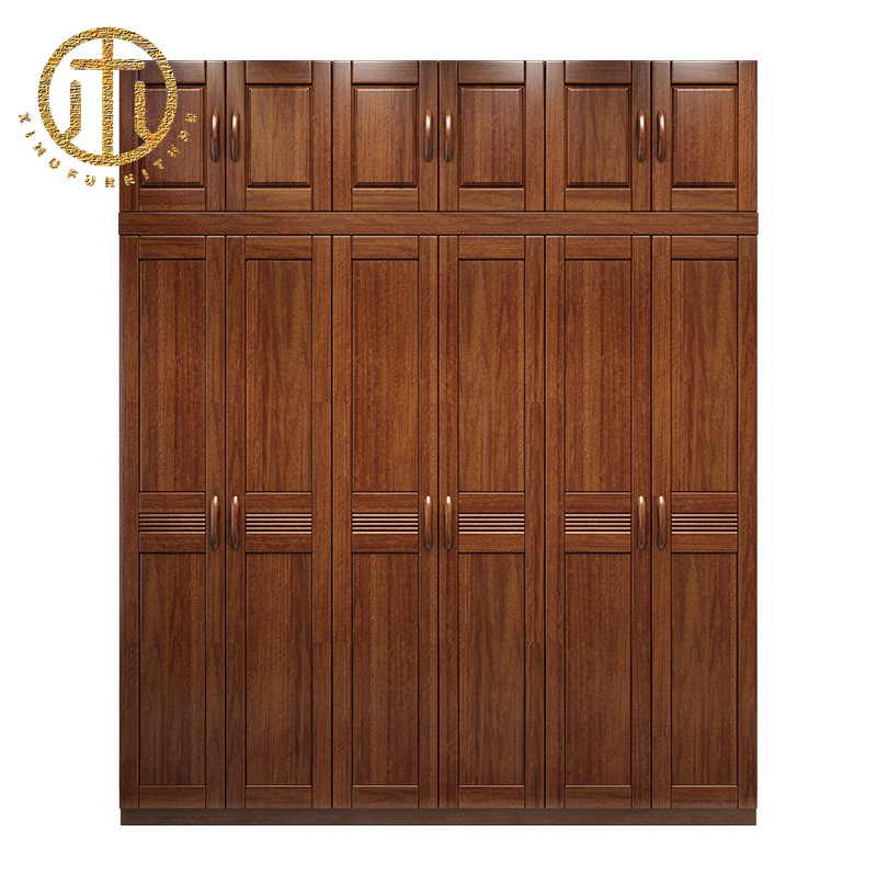 New Chinese Style Solid Wood Wardrobe Modern Walnut Wood Furniture for Bedroom