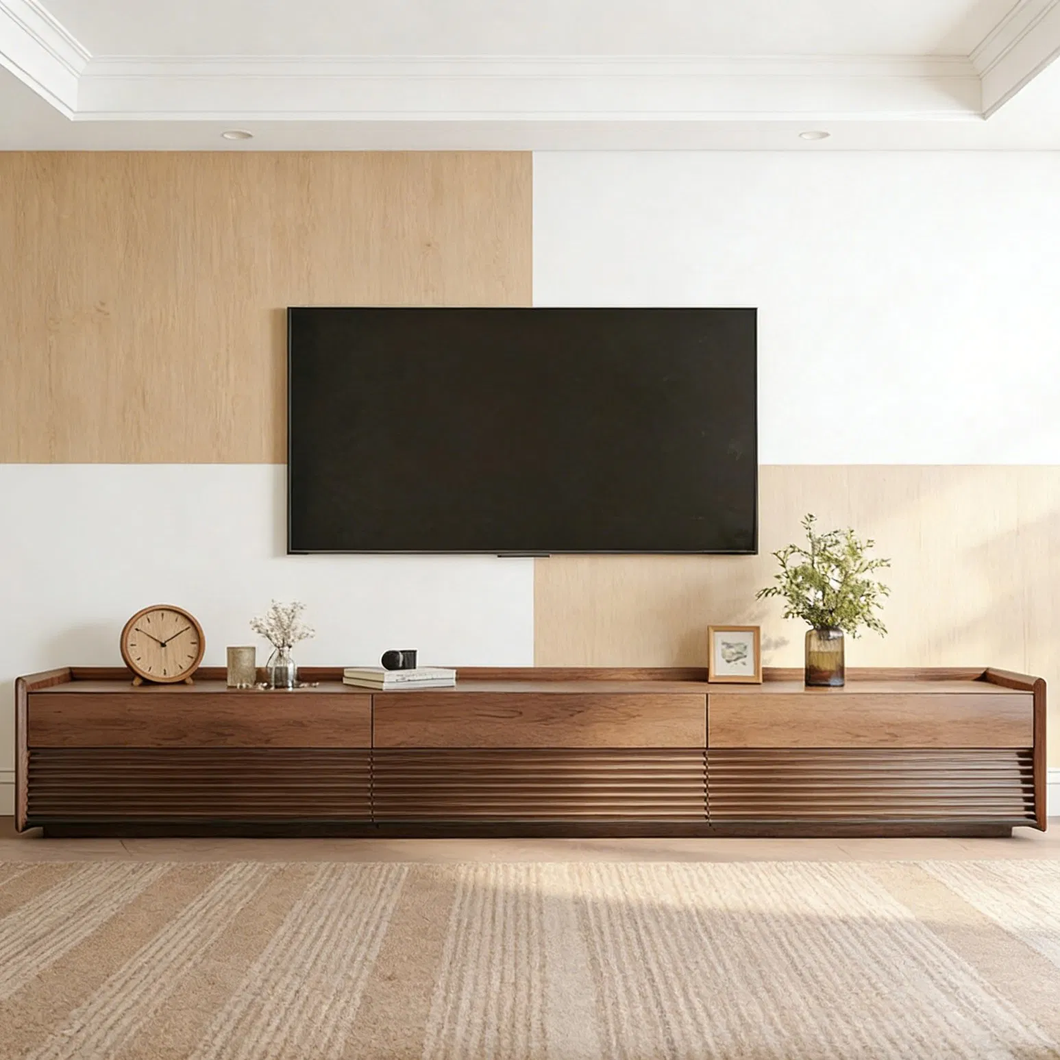 Compact TV Cabinet for Space Modern Wooden Media Console Living Room Unit