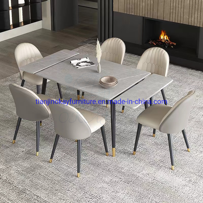 Dining Table De Restaurant MDF Chinese Turkish Rustic Rectangular Live Edge Space Saving Expandable Extendable Dining Table
