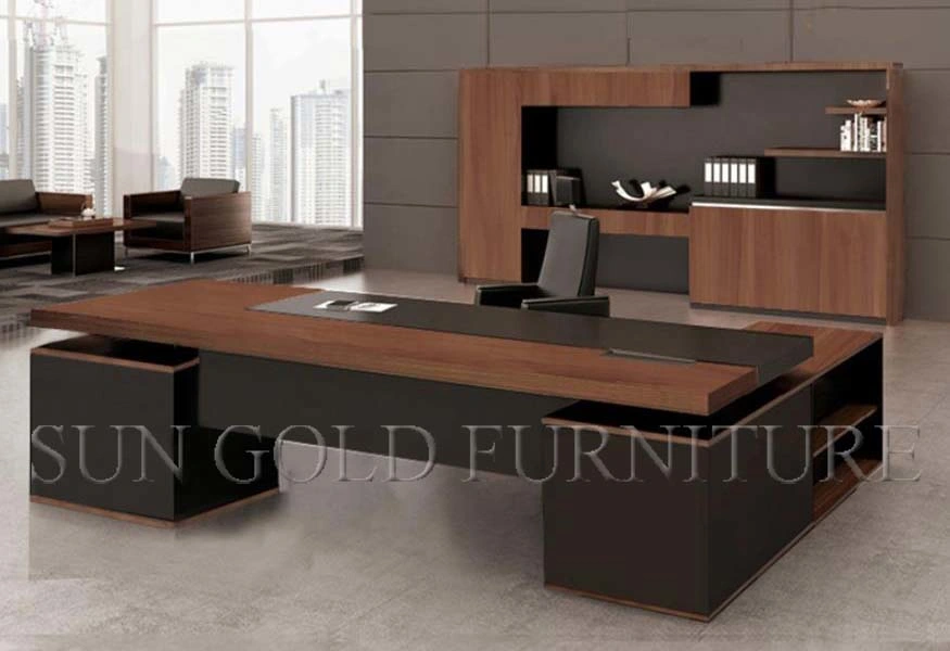 Modern Chinese Office Furniture Panel Black Executive Desk Table
