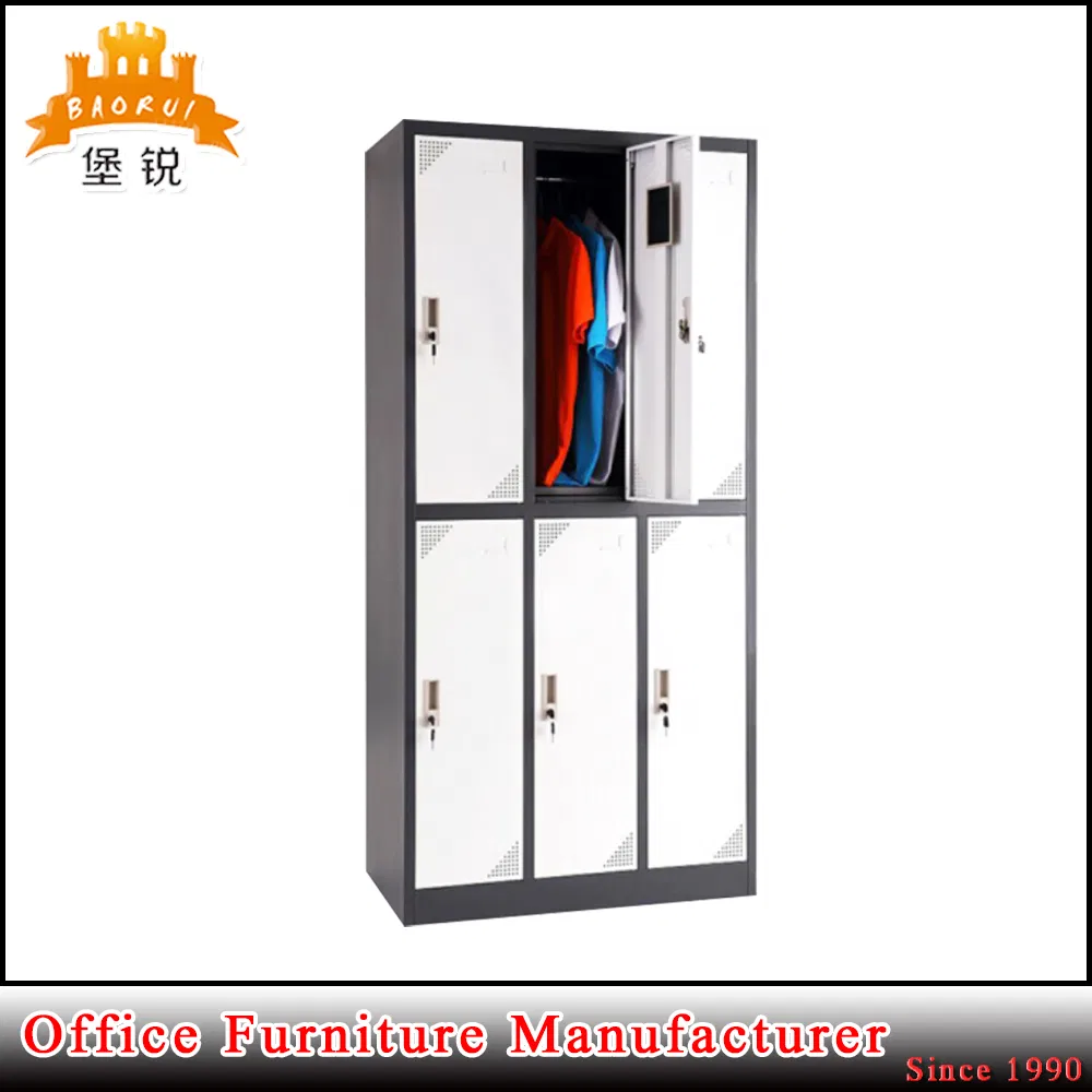Jas-028 Chinese Factory Metal Gym/School Clothes Kids Steel 6 Doors Locker/Wardrobe