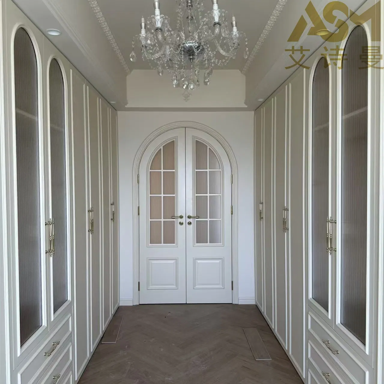 Asm Chinese Factory Prima Wooden Closet Modern Bedroom Solid Wood Particles Kids Glass Door Storage Wardrobe