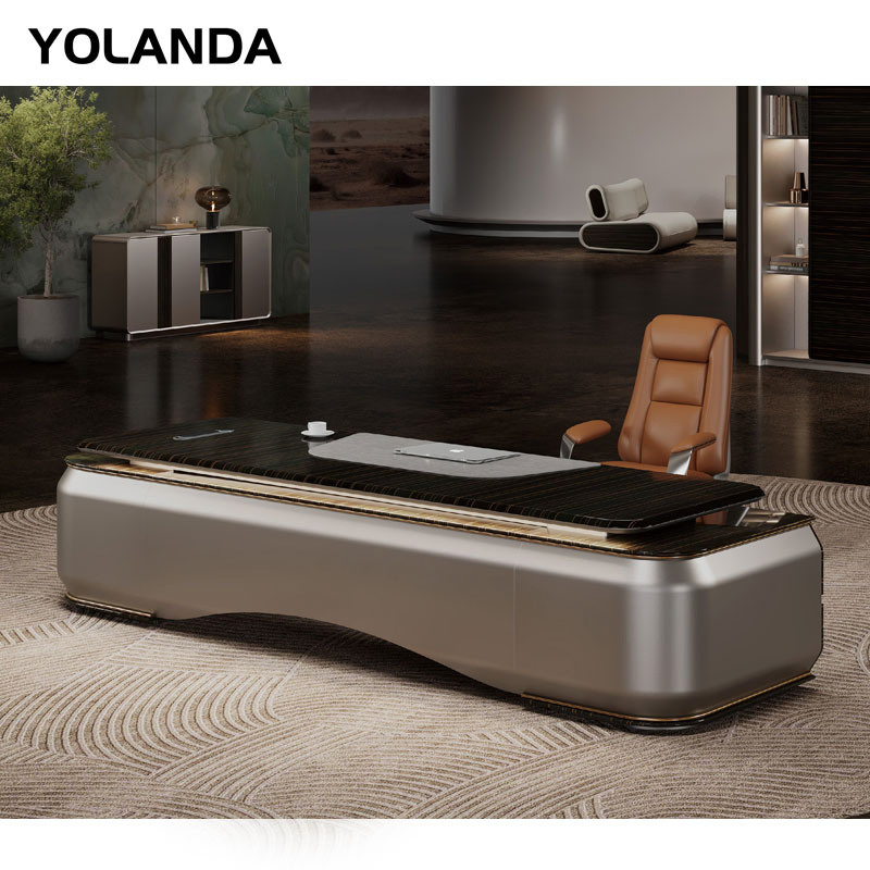 Yolanda Chinese Manufacturer Office Furniture Wooden Desk Melamine Faced Chipboard Luxury Wooden Executive Desks