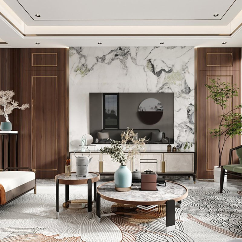 Modern Luxury Media Console Cabinet for Living Room Solid Wood Antique White Chinese Suspended TV Cabinet Ideas Design