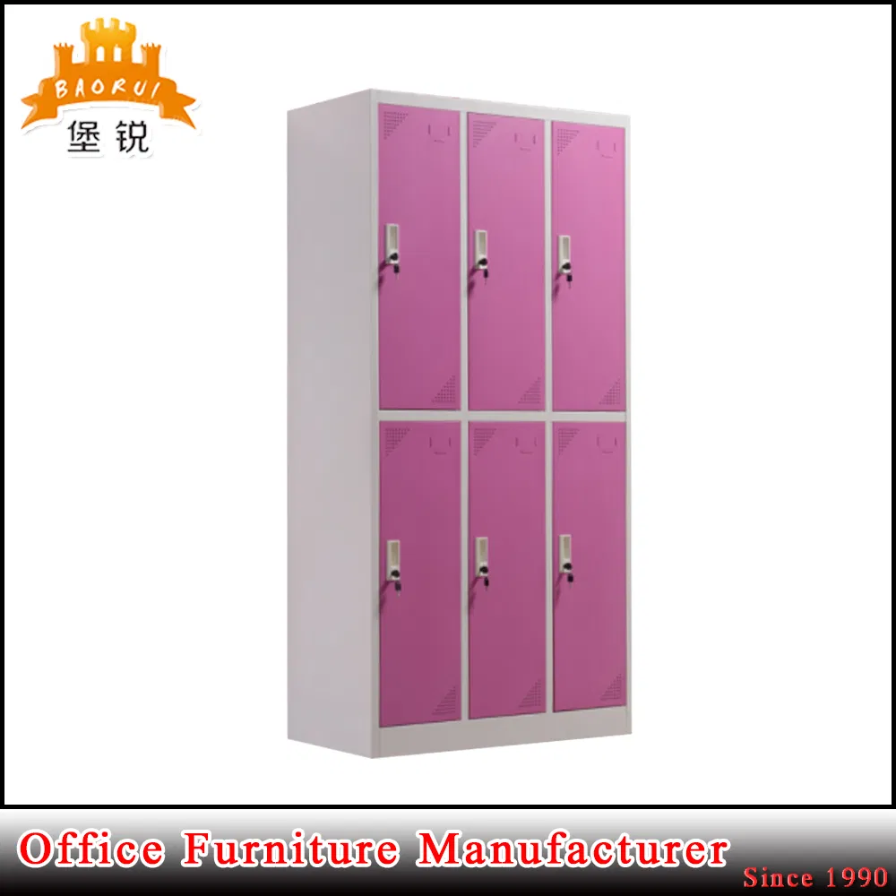 Jas-028 Chinese Factory Metal Gym/School Clothes Kids Steel 6 Doors Locker/Wardrobe