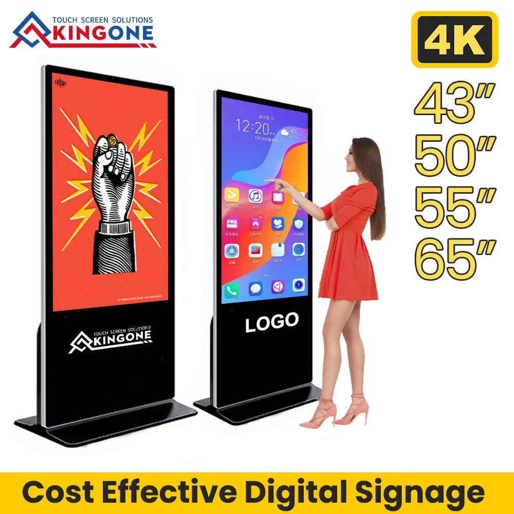 China LCD Pantalla De Publicidad 43 50 55 65 75 Inch Indoor Exhibition Advertising Floor Stand Digital Signage Totem Touch Screen