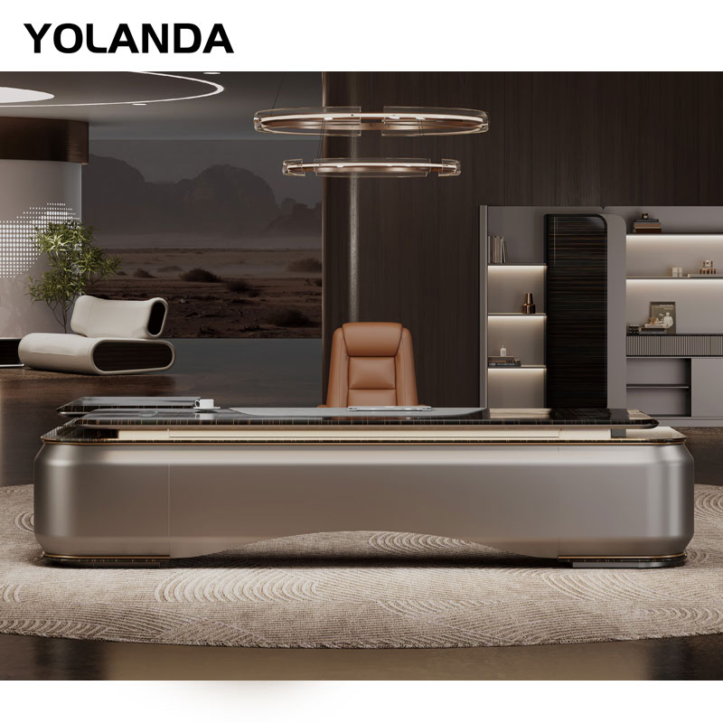 Yolanda Chinese Manufacturer Office Furniture Wooden Desk Melamine Faced Chipboard Luxury Wooden Executive Desks