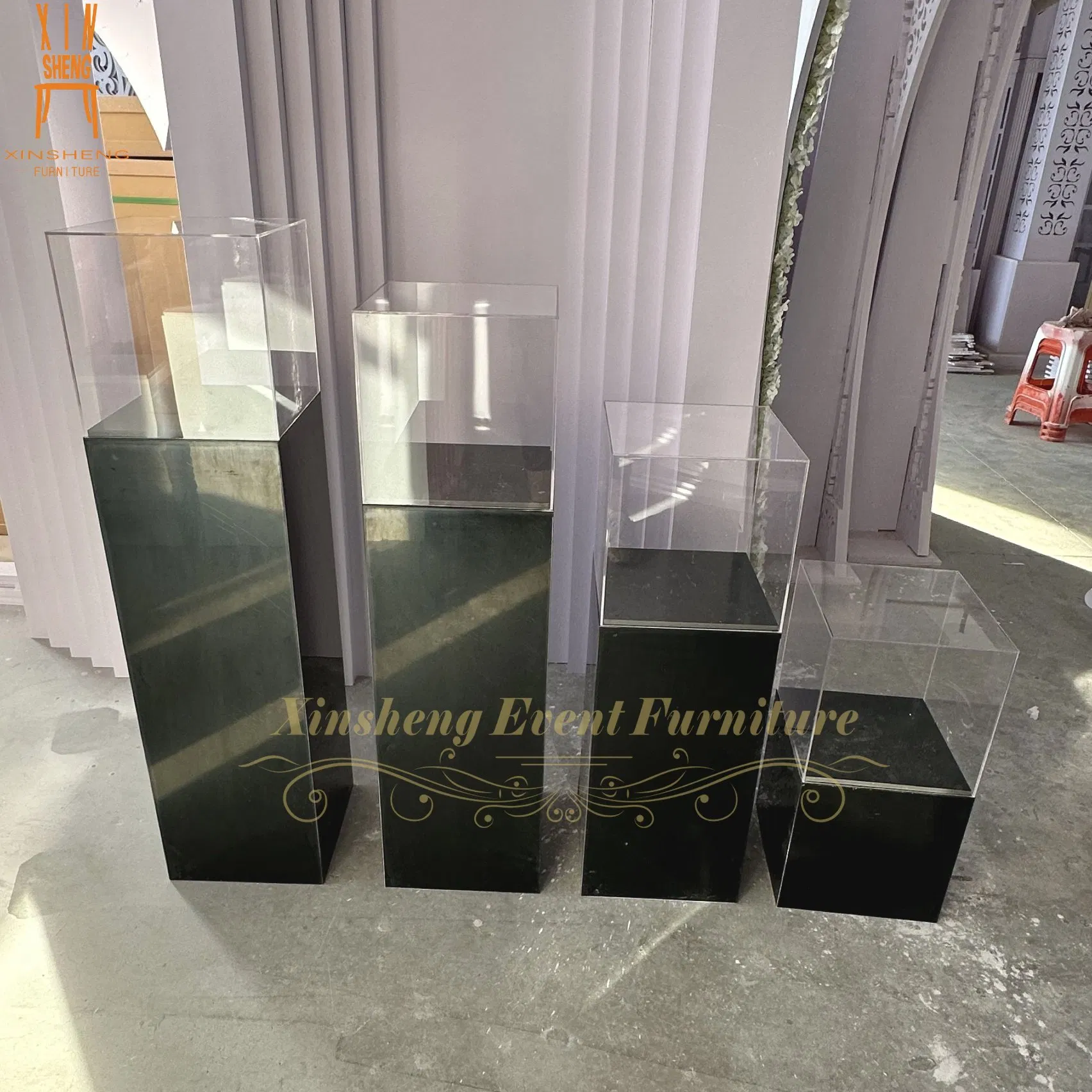 New Product Exhibition Floor-Standing Display Cabinets Base Display Square Acrylic Flower Stands