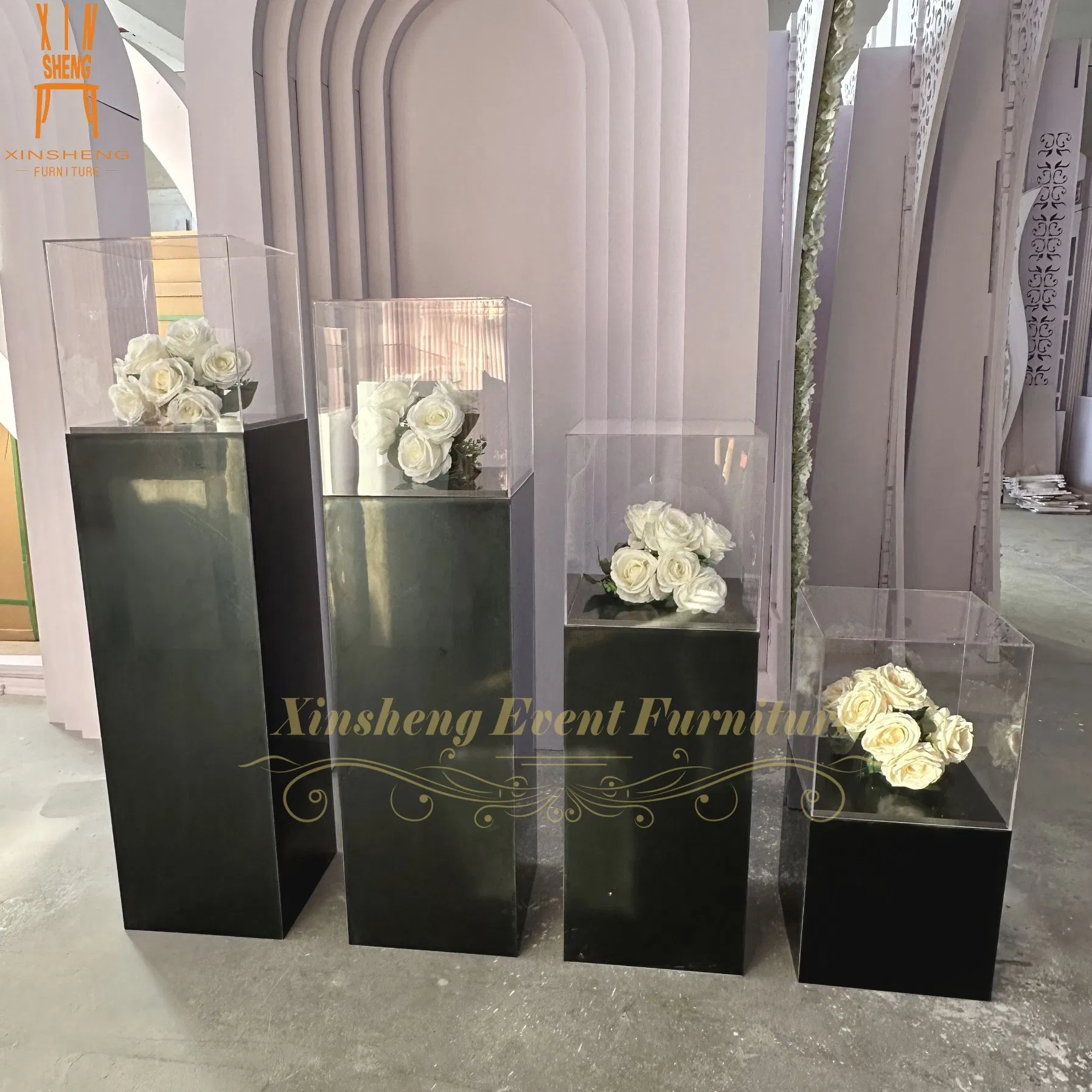 New Product Exhibition Floor-Standing Display Cabinets Base Display Square Acrylic Flower Stands