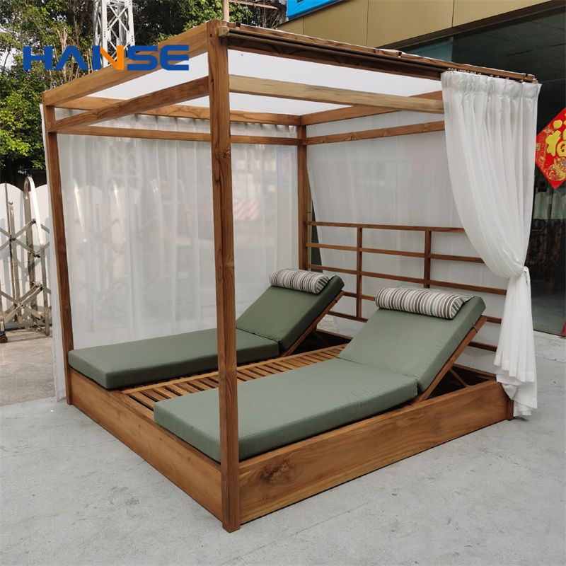 All Weather Hotel Pool Furniture Rattan Garden Furniture Round Beach Sunbed Wicker Outdoor Daybed