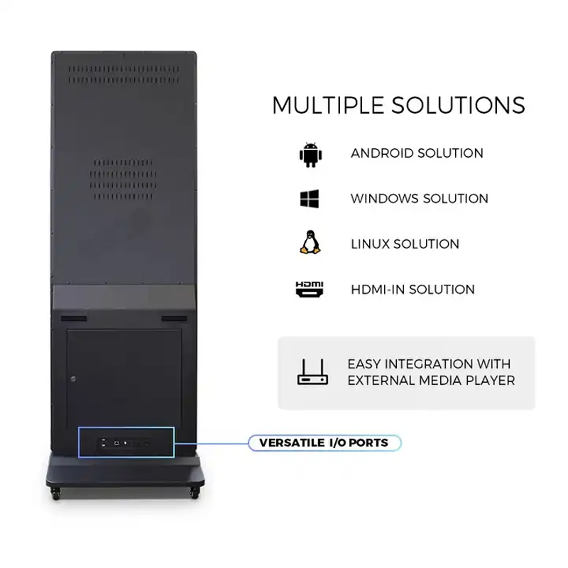 Kingone 55 Inch Floor Free Standing Full Screen Digital Kiosk Capacitive LCD Advertising Display Digital Signage Screen