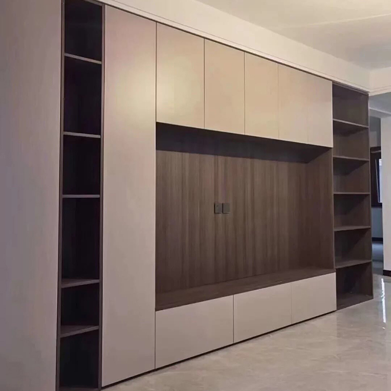 Chinese Modern Design White Wooden Furniture Wall Mount TV Cabinet Customized Console Audio Rack Cabinet
