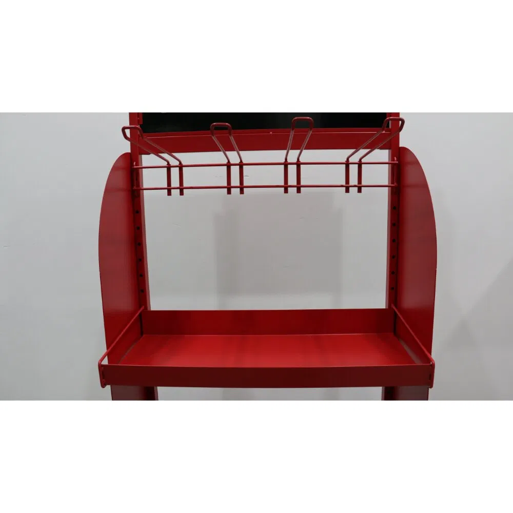 Chinese Factory Metal Gondola Floor Display Stand with Adjustable Hooks Shelf