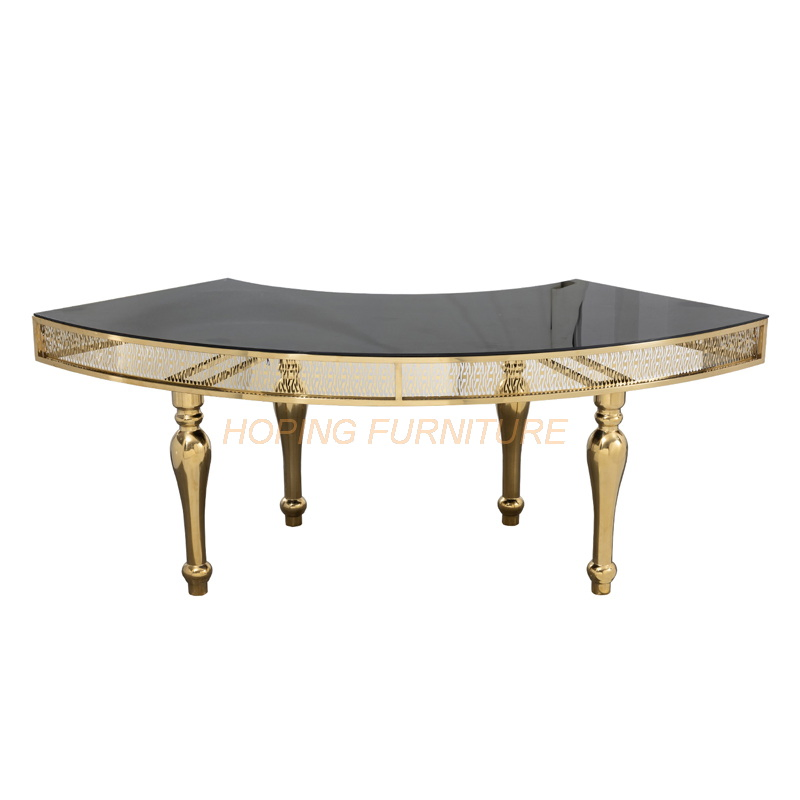 Middle East Modern Dining Furniture Wedding Luxury Rectangle Hotel Table Dining Table with Leather Chairs From Chinese Metal Furniture Factory Oblong Tables