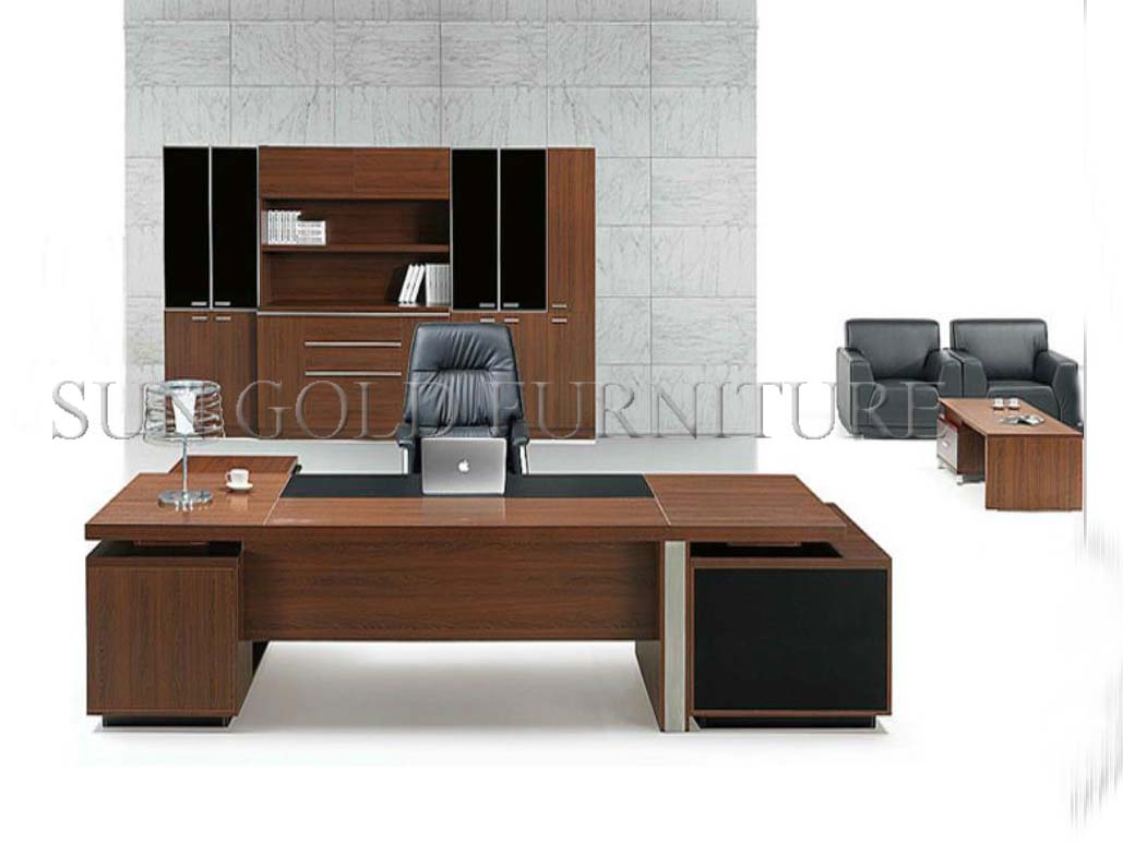 Modern Chinese Office Furniture Panel Black Executive Desk Table
