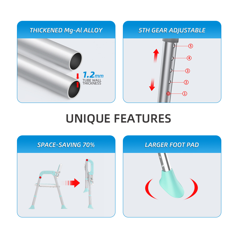 Portable Medical Aluminum Alloy Adjustable Folding Bath Shower Chair