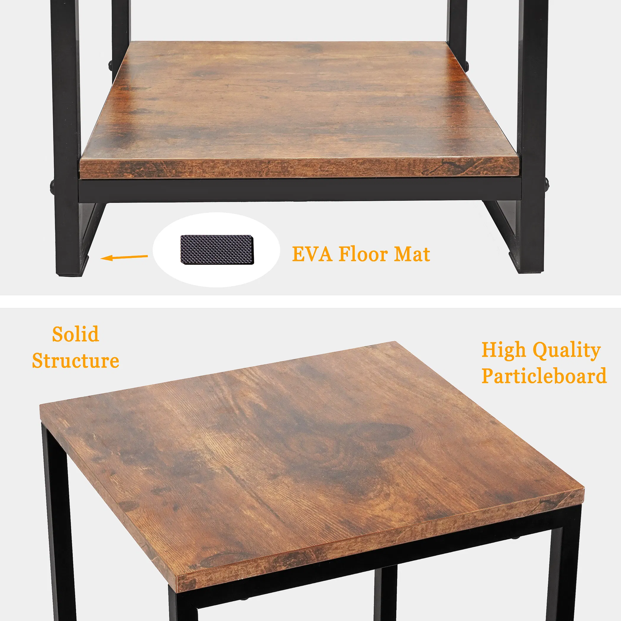 2-Tier Brown Indoor Corner Steel Wood Flower Plant Stand