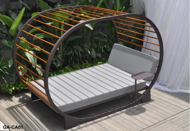 Chinese Wholesale Luxury Modern Garden Hotel Home Resort Villa Outdoor Furniture Daybed Cabana Gazebo Sunbed Sofa Bed