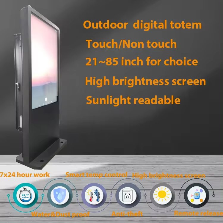 Outdoor Floor Standing LCD Display Advertising Digital Signage HD Dual Screen Totem